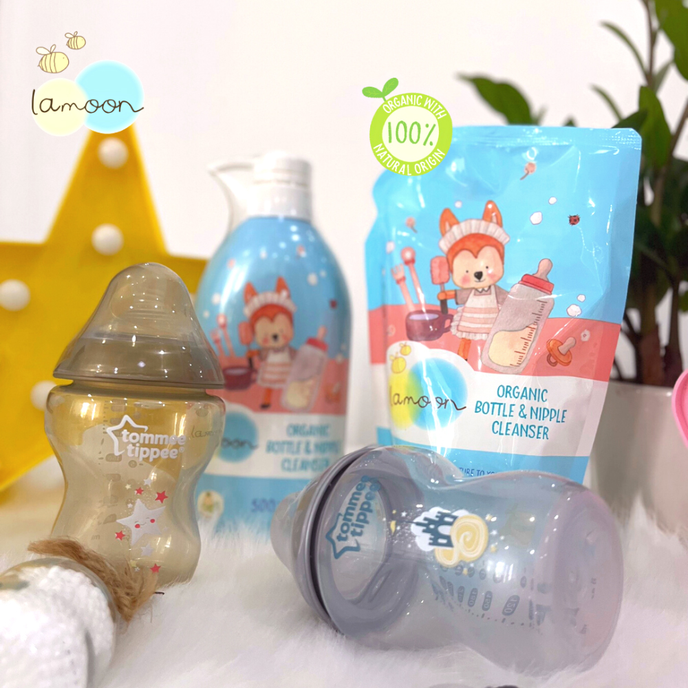 COMBO 2 Bình Sữa Tommee Tippee PPSU Ty Siêu Mềm Tự Nhiên 150ml TẶNG 1 Túi Nước Rửa Bình Sữa Organic Lamoon 450ml