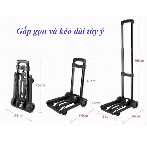 Xe kéo khung thép hợp kim gấp gọn đa năng tải trọng 40kg