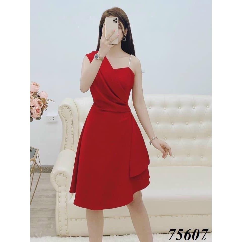 ĐẦM DỰ TIỆC LỆCH VAI PHỐI CƯỜM XINH XINH