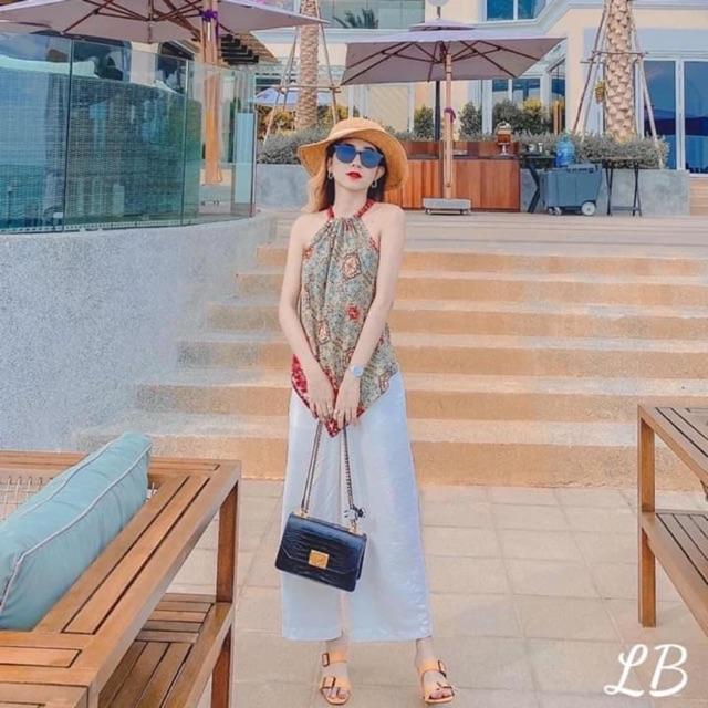 Bikini áo yếm váy họa tiết thổ cẩm 17046