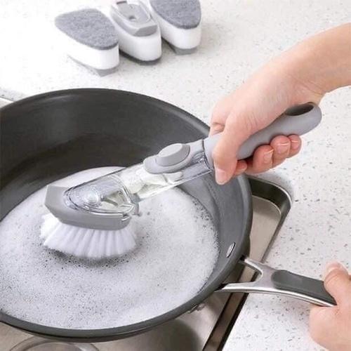CHỔI CỌ RỬA BÁT 4 IN 1 - RỬA CHÉN BÁT, CỌ RỬA XOONG NỒI, LAU BÀN BẾP- KEM ĐẦU MÚT