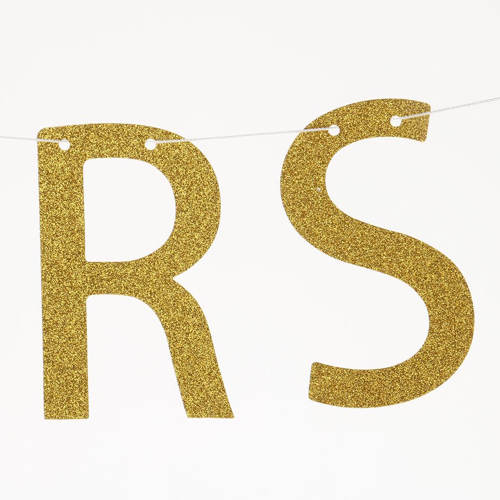 Glitter Gold Birthday Banner Bunting Party Decoration Photo Prop Supplies