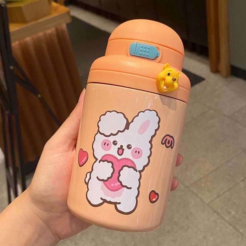 304 Bình Giữ Nhiệt Chân Không Thép Không Gỉ Ngoài Trời Nước Dễ Thương Cho Trẻ Em Tumbler Có Ống Hút Dây Tay Cầm Di Động Giữ Nhiệt Màu Dành Cho Bé Gái