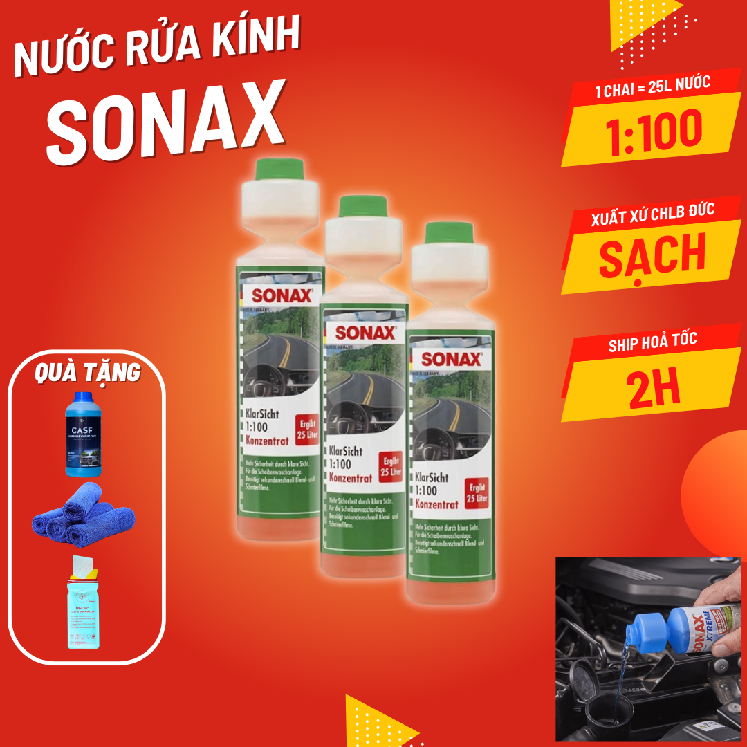 Nước rửa vệ sinh kính lái Sonax đậm đặc cao cấp - Nước làm sạch kính lái ô tô Sonax 250ml