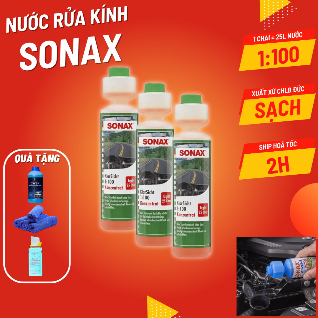 Nước rửa vệ sinh kính lái Sonax đậm đặc cao cấp - Nước làm sạch kính lái ô tô Sonax 250ml - Phụ kiện nội thất ô tô.