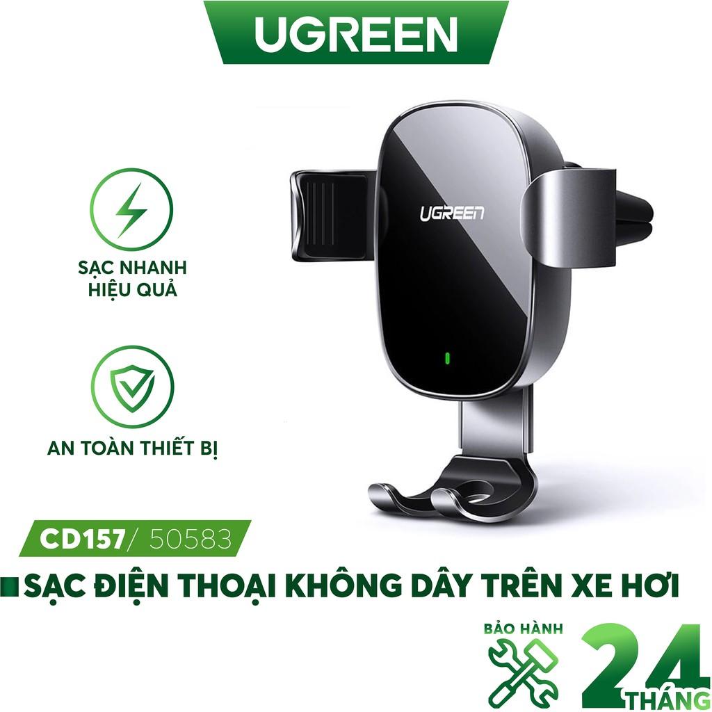 Sạc điện thoại không dây, cắm khe gió điều hòa trên xe hơi UGREEN CD157 50583 dùng cho màn hình từ 4.7-6.2 inch - Hàng chính Hãng