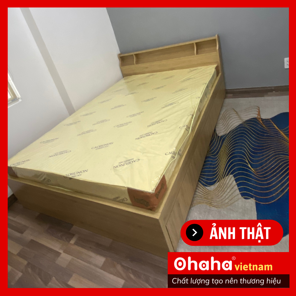 Giường ngủ gỗ Công Nghiệp Cao Cấp OHAHA chuẩn Nhật - Yellow