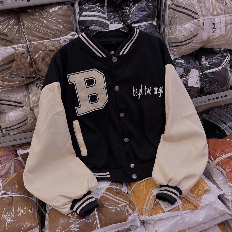 Áo Khoác Dáng Lửng Nữ Phom Rộng Unisex Kiểu Áo Bomber Chất Da Lộn Lót Dù Cao Cấp Tay Bo Len Dệt Kim Sịn Mang 4 Mùa