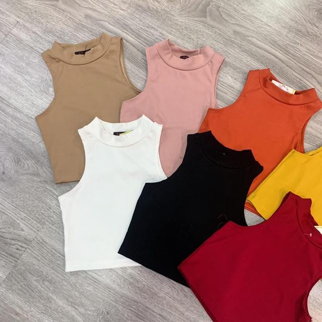 ÁO SÁT NÁCH 3 lỗ ngược Basic dáng croptop- hình thật