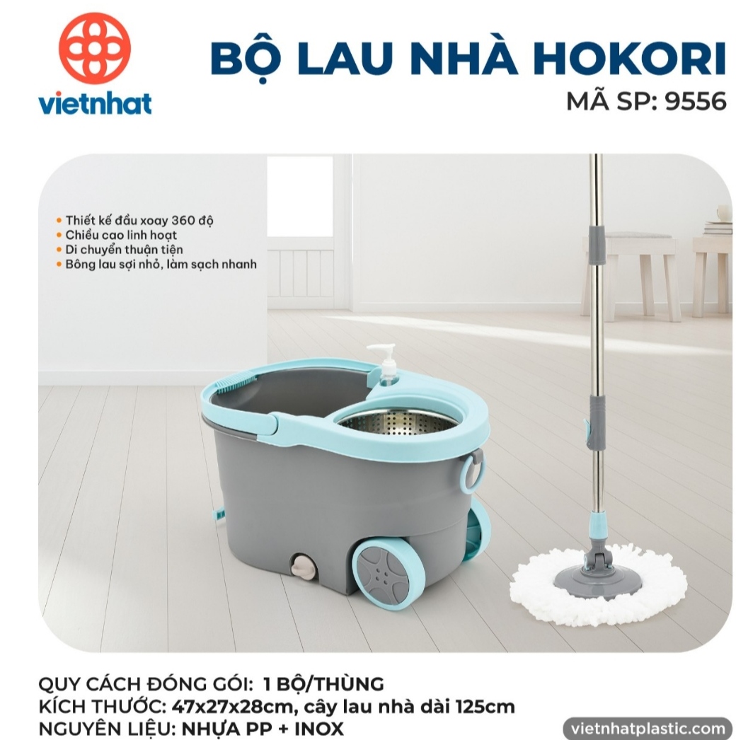 Bộ Lau Nhà 360° / Thùng Lau Nhà Thông Minh 360° Lồng Inox