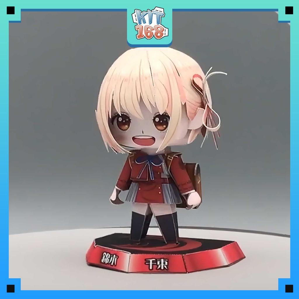 Mô hình giấy Anime Game Chibi Chisato Nishikigi - Lycoris Recoil + kit hộp trang trí