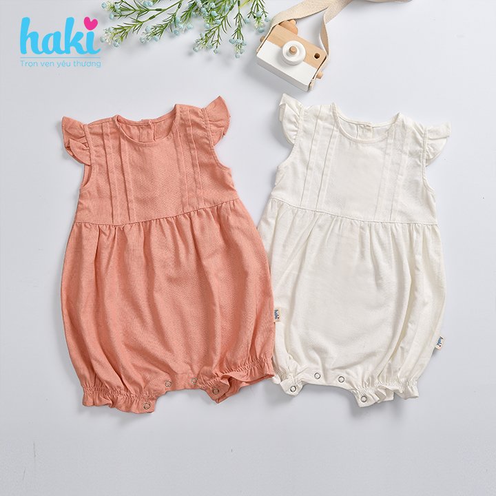 Bộ romper cánh tiên xếp ly ngực cho bé gái Haki BL002, bộ body cho bé, baby bodysuit, set áo liền quần cho bé từ 6-13kg