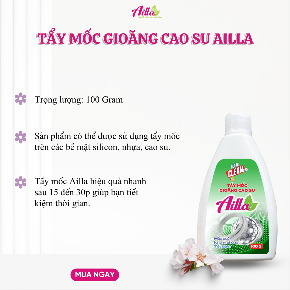 Tẩy Mốc Gioăng Cao Su Ailla Làm Sạch Các Mảng Mốc Trên Gioăng Cao Su Tẩy Nấm Mốc Ron Tủ Lạnh Máy Giặt 100Gr