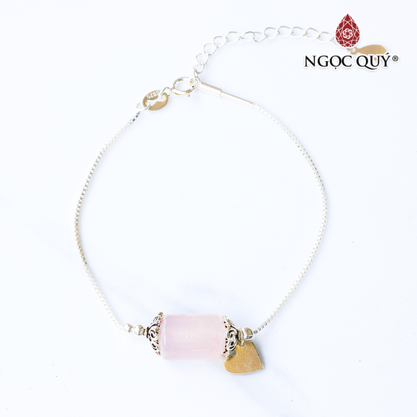 Lắc bạc đốt trụ thạch anh hồng mệnh hỏa, thổ - Ngọc Quý Gemstones