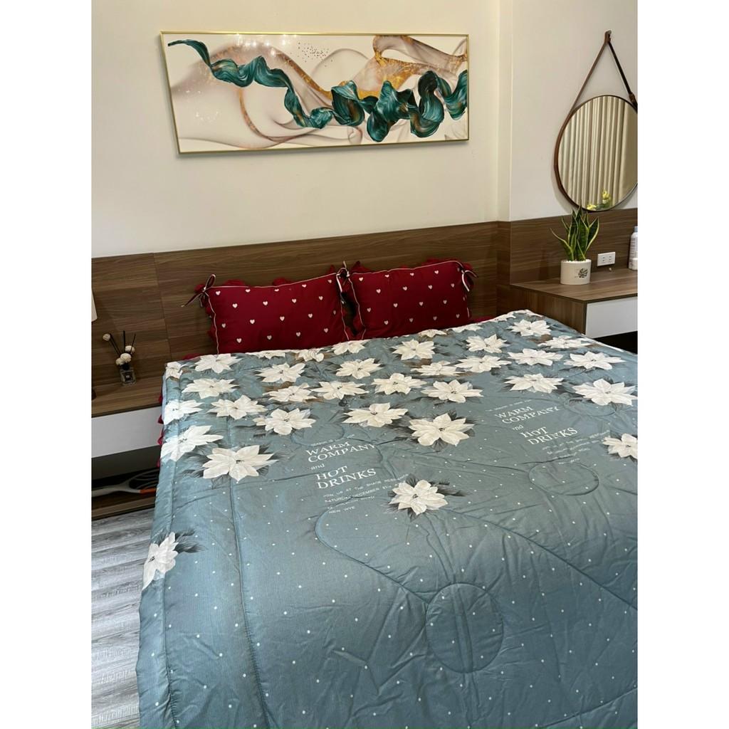Chăn hè lụa tencel mềm mát mẫu hoa xanh kích thước 2m*2m3