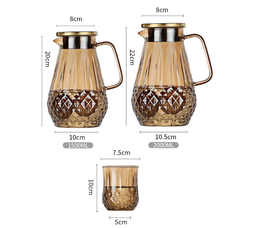 Set bình đựng nước thủy tinh kèm 4 cốc AMBER GLASSWARE 1500ml