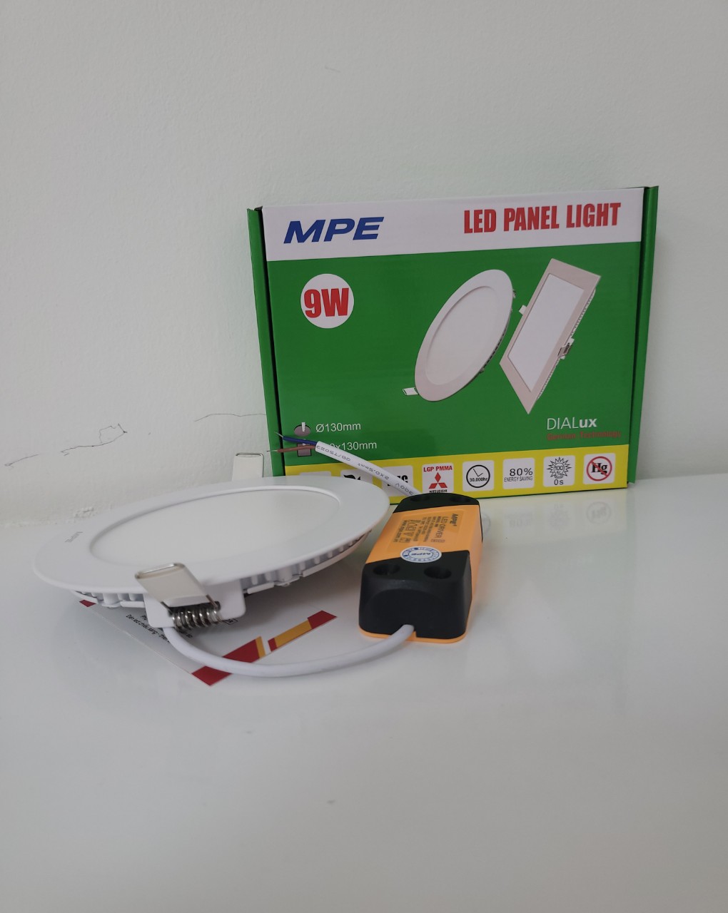 ĐÈN LED ÂM TRẦN 9W THƯƠNG HIỆU MPE CHÍNH HÃNG, LED PANEL MPE 9W TRÒN RPL-9 ÁNH SÁNG TRẮNG, BẢO HÀNH CHÍNH HÃNG