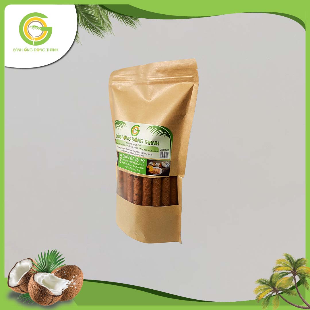Bánh ống Đông Thành thơm ngon - Bánh ống xứ dừa dạng túi - Đặc sản Bến Tre túi bánh ống dừa