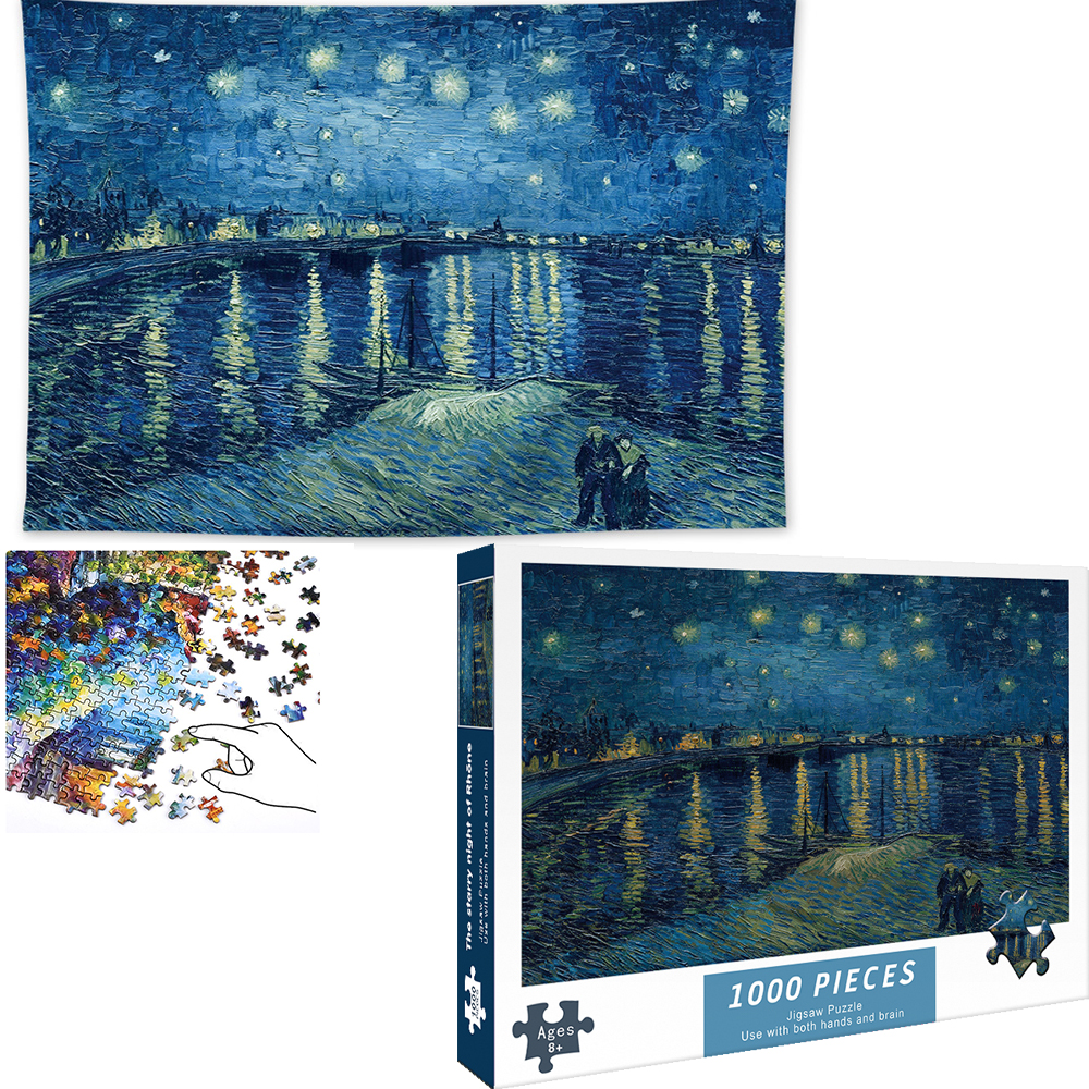Bộ Tranh Ghép Xếp Hình 1000 Pcs Jigsaw Puzzle Tranh Ghép (75*50cm) Đêm Đầy Sao Bản Đẹp Cao Cấp