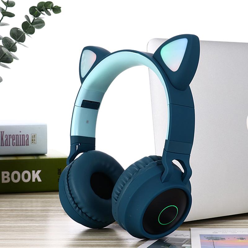 Tai nghe mèo headphone chụp tai bluetooth không dây kèm đèn led bass mạnh có mic