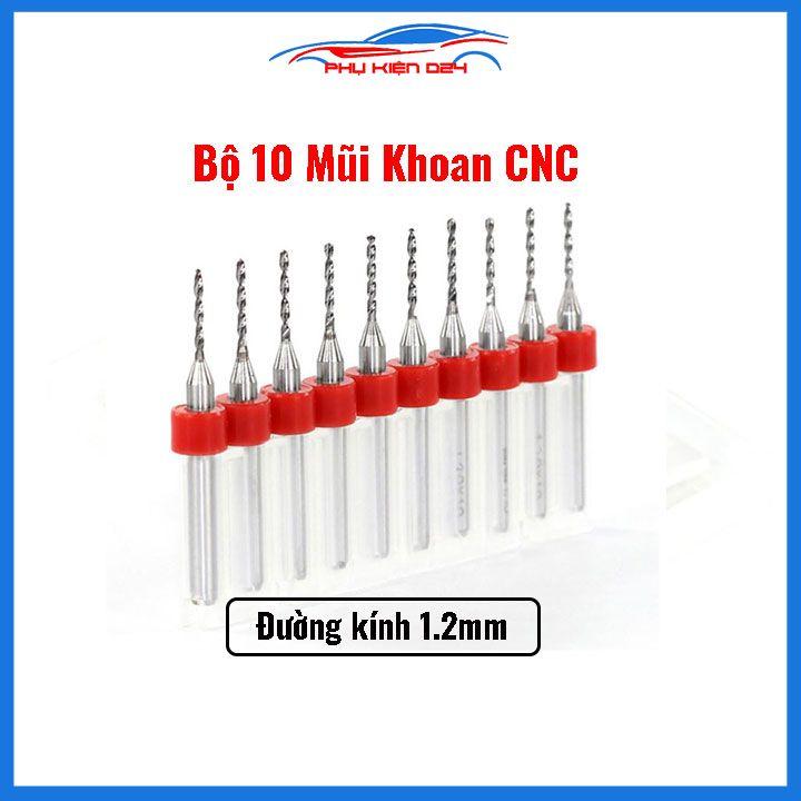 Hộp 10 mũi khoan CNC cao cấp độ chính xác cao đường kính mũi 1.2mm
