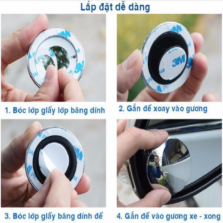 COMBO 2 cặp gương cầu lồi chiếu hậu xóa điểm mù xe ô tô 3R