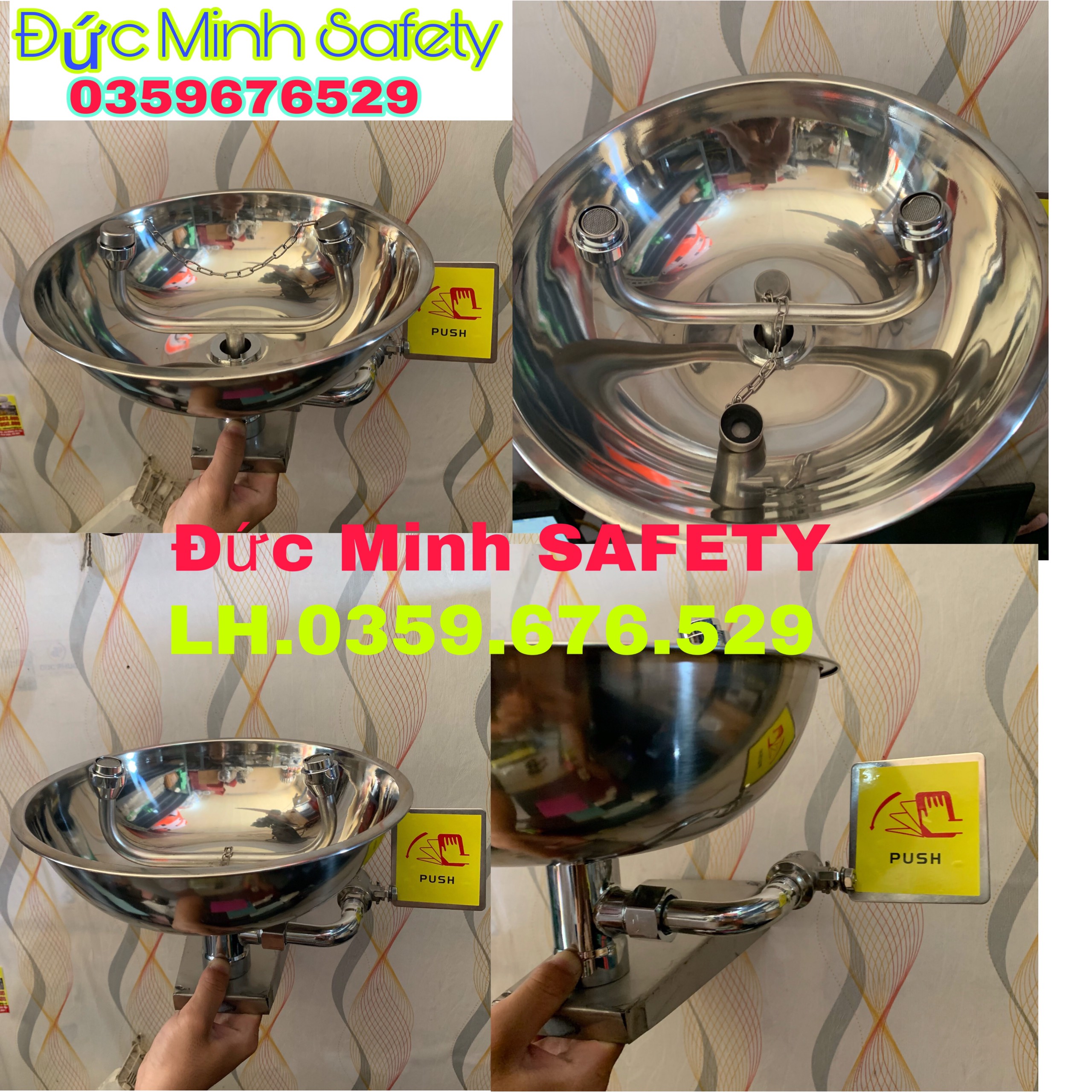 Chậu rửa mắt khẩn cấp gắn tường inox