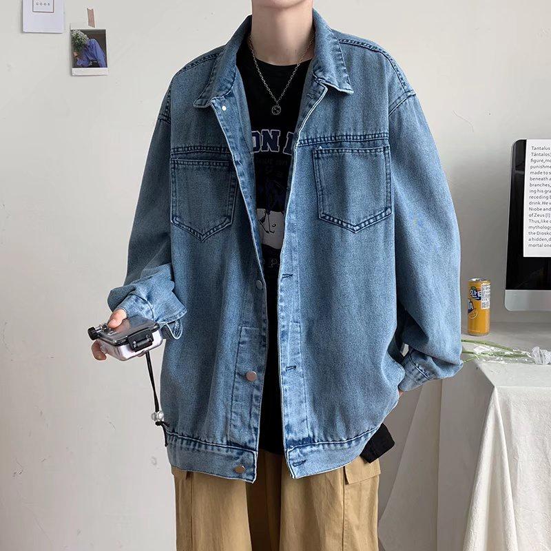 Áo khoác jean dáng rộng thời trang xuân thu mới phong cách Hàn Quốc 2021 size m-3xl cho nam và nữ