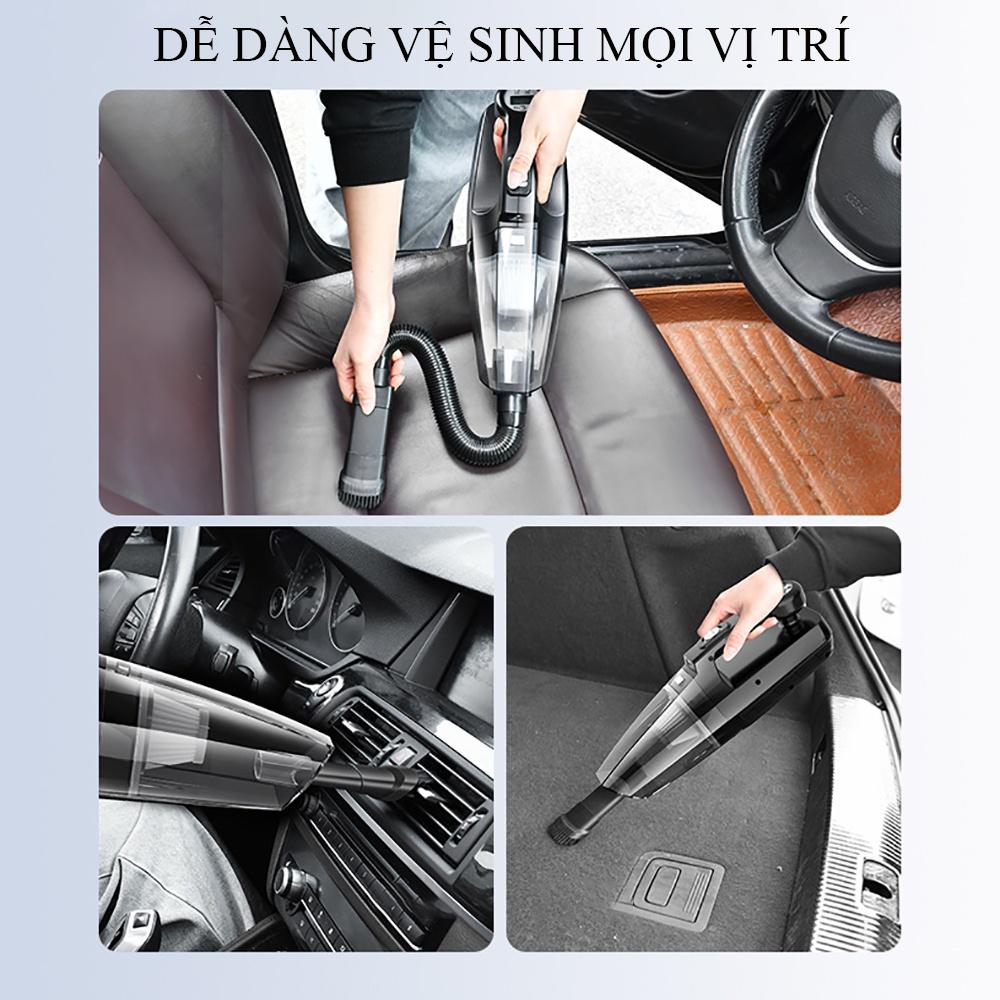 Máy hút bụi ô tô kiêm bơm lốp xe đa năng 4 trong 1, máy hút bụi gia đình cầm tay đa năng tiện lợi 2 phiên bản có dây và không dây.