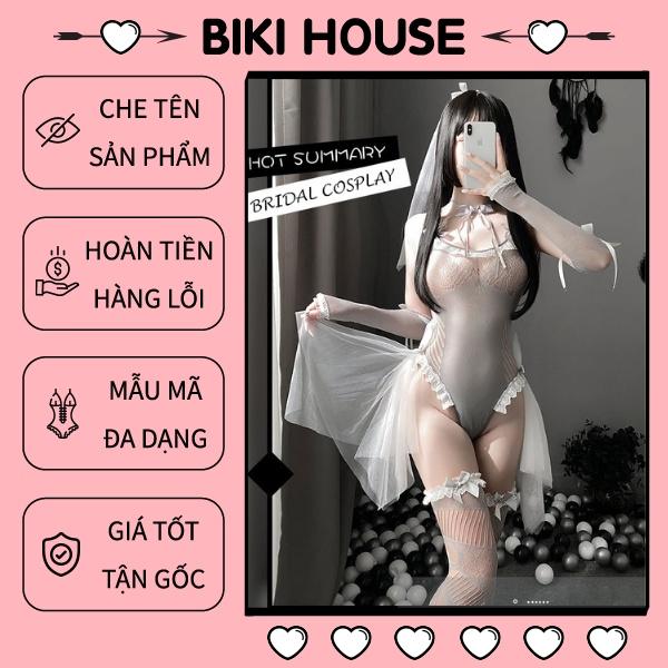 Cosplay cô dâu 1 mảnh sexy gợi cảm đồ ngủ liền thân tiểu thư kèm tất cao cấp quyến rũ BIKI HOUSE N747 - Hỏa Tốc - TPHCM