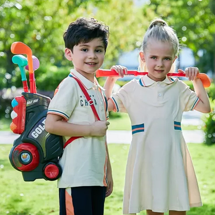 Bộ đồ chơi gậy đánh golf mini cỡ lớn cho bé vui chơi vận động kèm túi xách có bánh xe dễ di chuyển, quà tặng sinh nhật