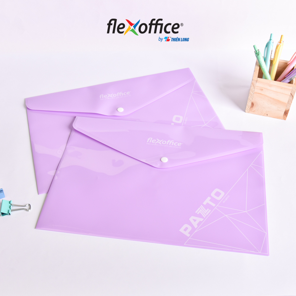 Combo 10 Bìa nút Pazto màu Pastel F4 Thiên Long Flexoffice FO-CBF010 - Màu ngẫu nhiên