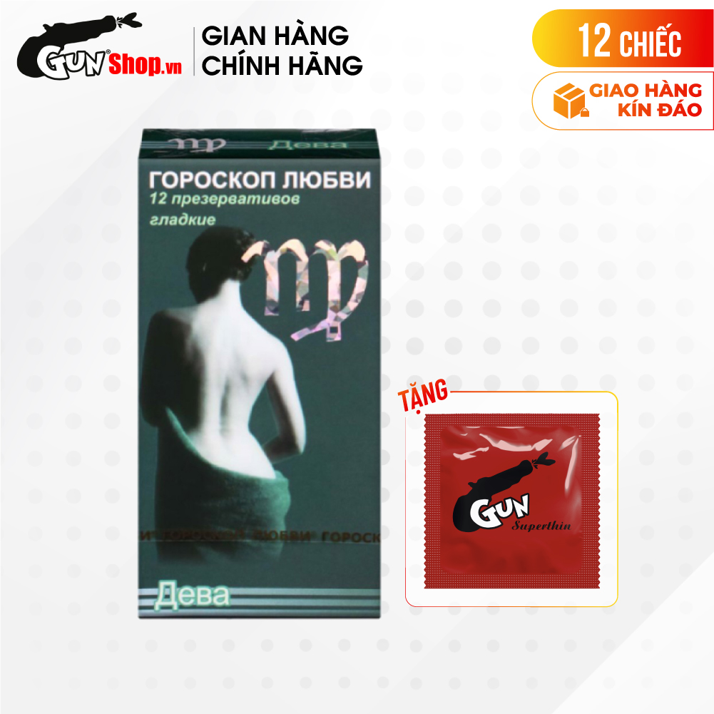 [Hộp 12 cái] Bao cao su Ropockon Cung Xử Nữ - Mỏng 0.03mm, hương dâu kèm 1 chiếc BCS Gun Super Thin