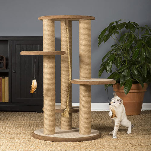 Trụ cào móng cho mèo CAO 92cm bằng GỖ - cat tree cho mèo leo trèo rất phù hợp với bé mèo năng động, tò mò CT031