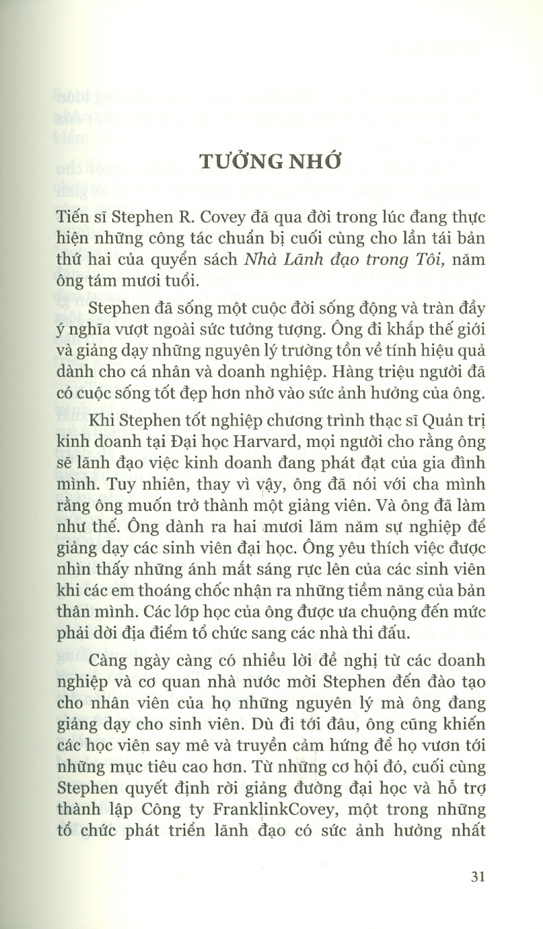 Sách PACE Books - Nhà lãnh đạo trong tôi (The Leader in Me) - Stephen R. Covey