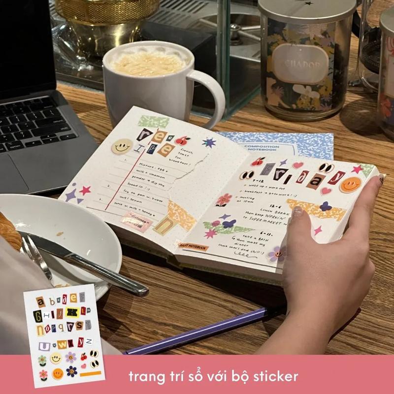 Sổ Dot Khổ Vuông 140 Trang 130gsm + Kèm Sticker Composition Collection - Crabit Notebuck 1594 - Vàng Chanh Lime