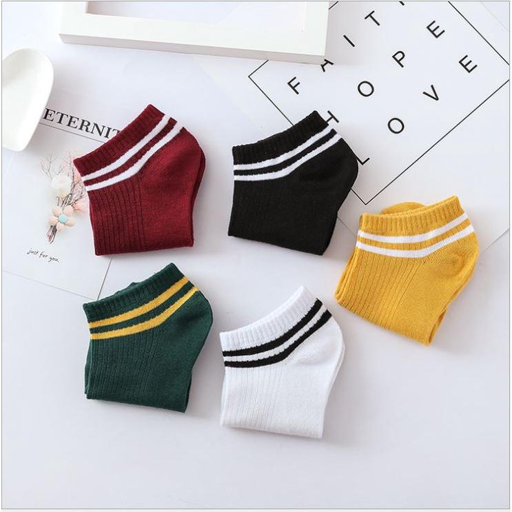 combo 3 đôi vớ cổ ngắn unisex phong cách Hàn Quốc Tất nam nữ cotton thoáng khí