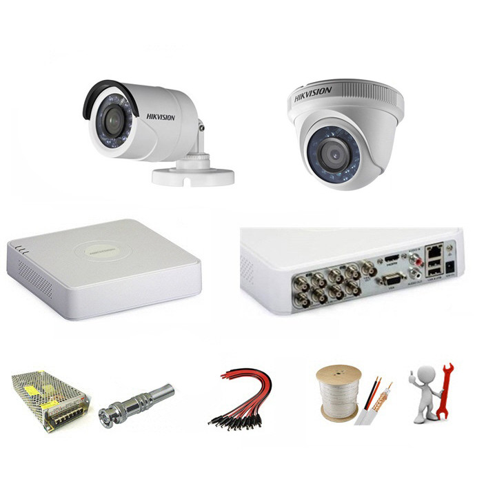 Trọn bộ 2 camera Hikvision 1.0 Megapixel kèm ổ cứng - Hàng chính hãng