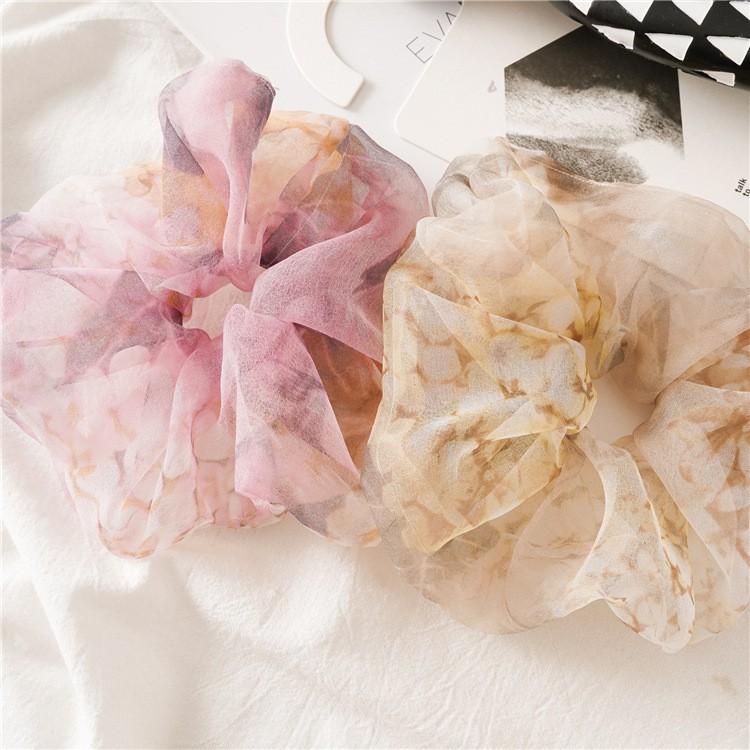 Dây Cột Tóc Scrunchies Màu Loang Tiểu Thư HOT TREND Bản To Vải VOAN - DT013