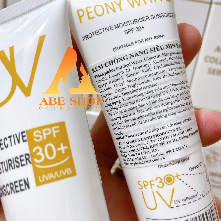 Kem Chống Nắng PEONY WHITE NANO - Protective Moisturiser Sunscreen SPF30+ 60ml - Chống Lại Mọi Cái Nắng