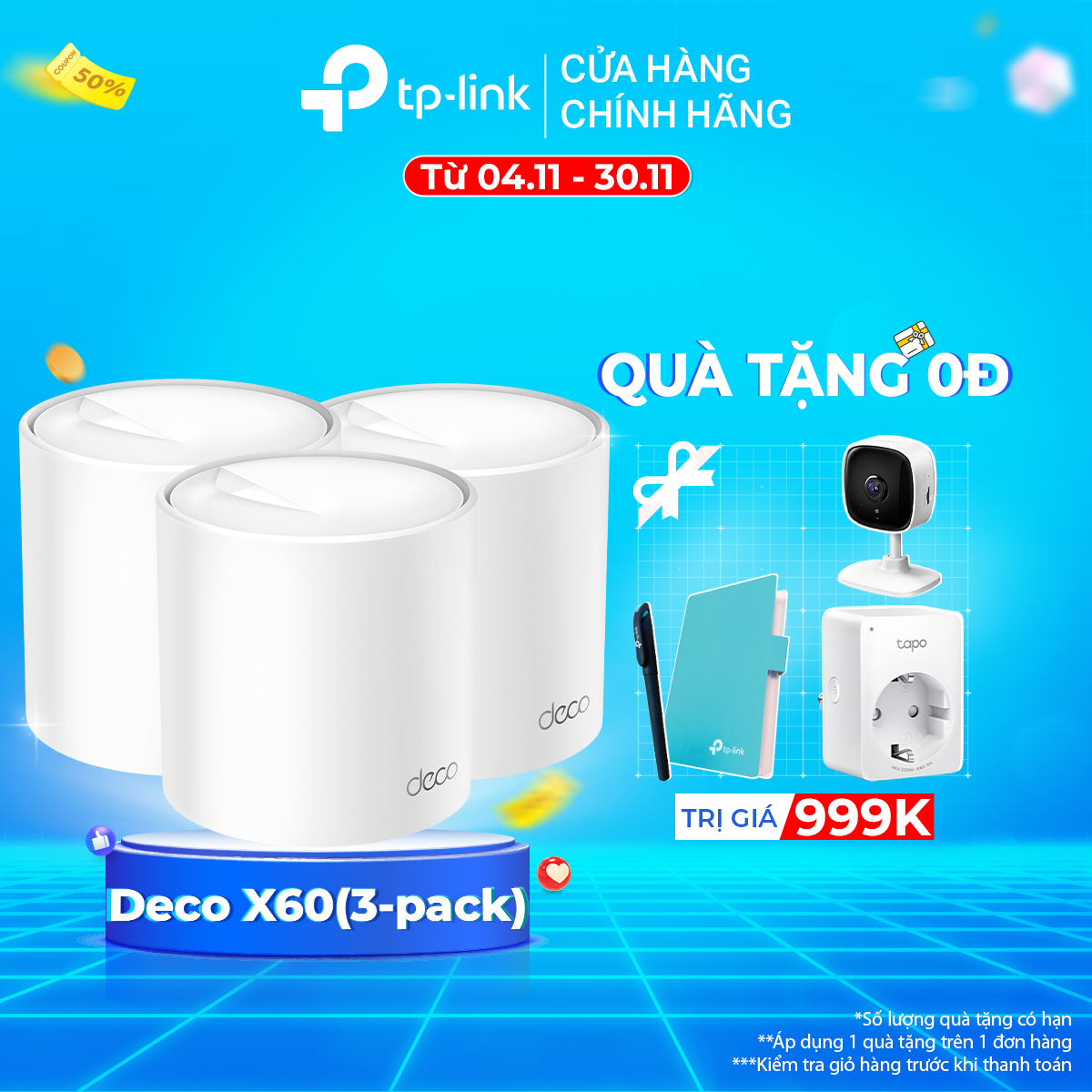 Bộ Phát Wifi Mesh TP-Link Deco X60 AX3000 MU-MIMO Hàng Chính Hãng