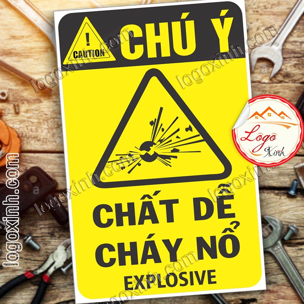 LOGO TEM STICKER CẢNH BÁO CHẤT DỄ CHÁY NỔ, EXPLOSIVE - BIỂN CẢNH BÁO AN TOÀN LAO ĐỘNG