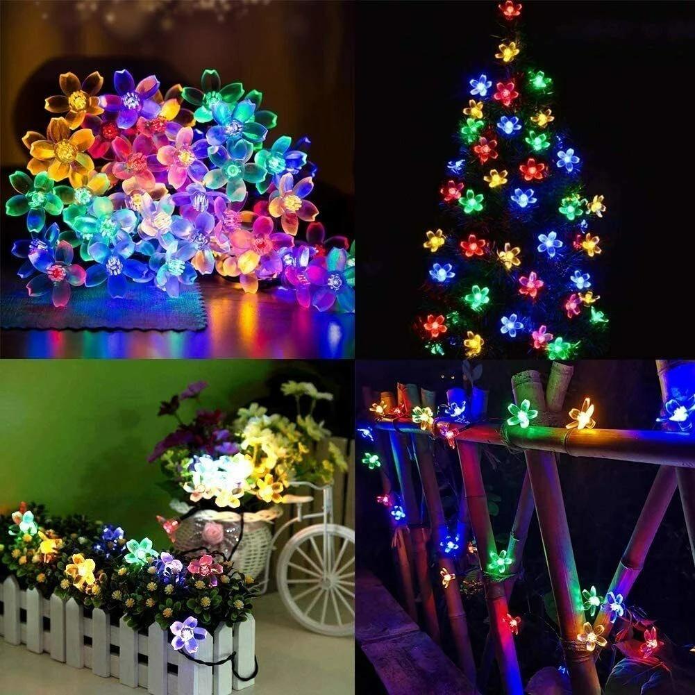 Dây Đèn Led Năng Lượng Mặt Trời Chống Thấm Nước Hình Hoa Anh Đào Trang Trí Sân Vườn/Nhà Cửa/Giáng Sinh