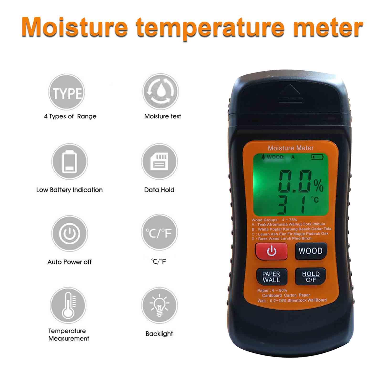 Máy đo độ ẩm gỗ cầm tay kỹ thuật số, Màn hình LCD độ nét cao, nhẹ và bền