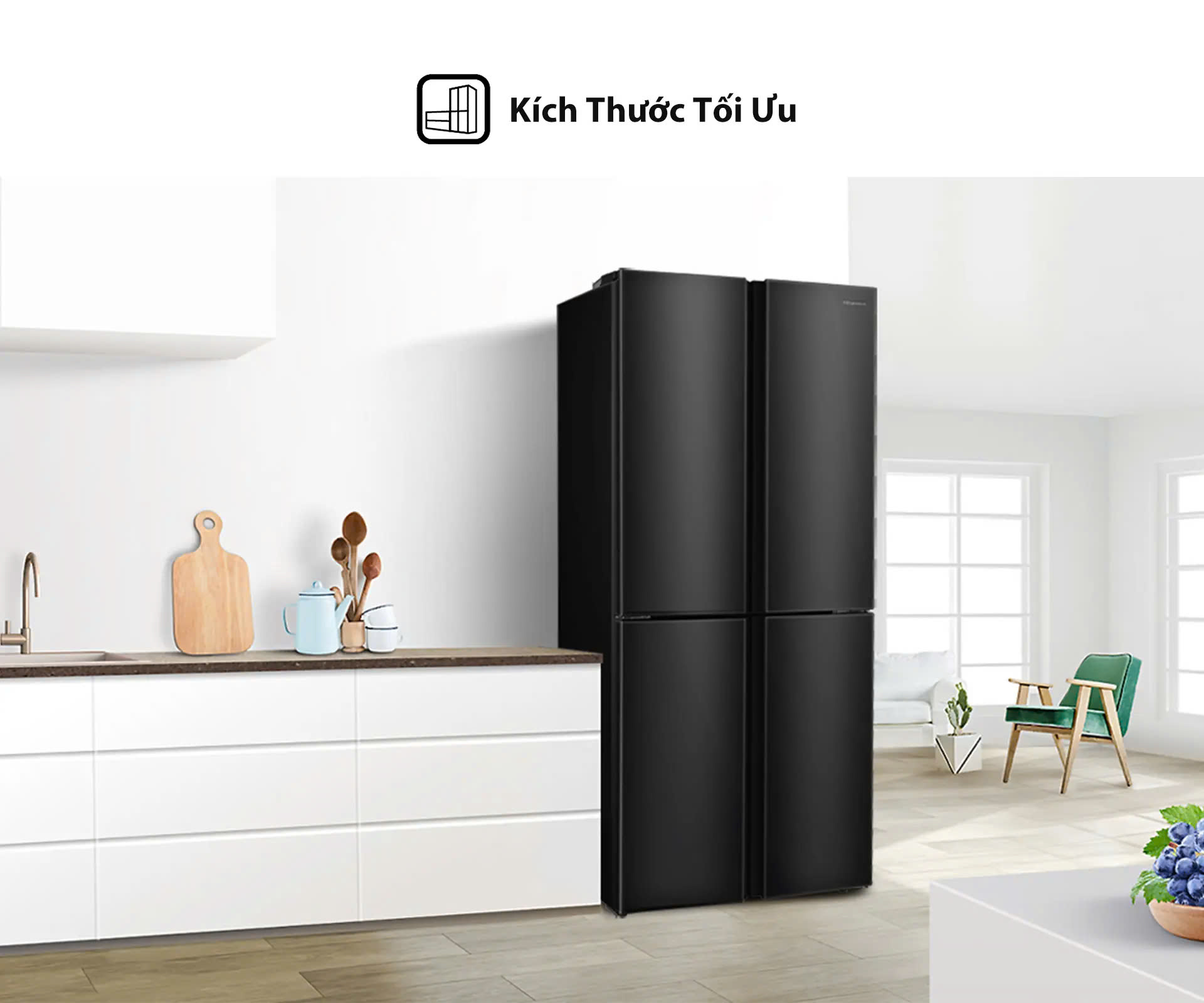 Tủ lạnh Hisense Inverter Pro 4 Cửa RQ519N4EBU 427 Lít tiết kiệm điện, bảo hành 3 năm - HÀNG CHÍNH HÃNG
