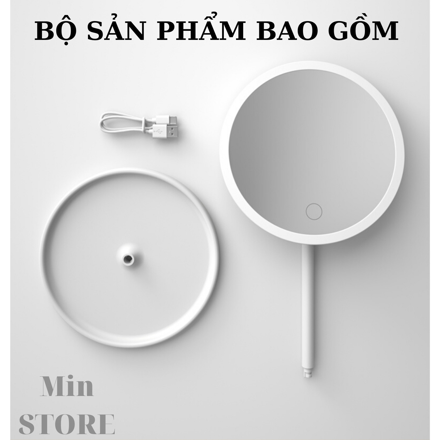 Gương Trang Điểm Có Đèn Led (Cao Cấp) - Cảm Ứng - Pin Sạc 1200 mAh - Đèn 3 Màu - Tăng Giảm Sáng - BEYOU