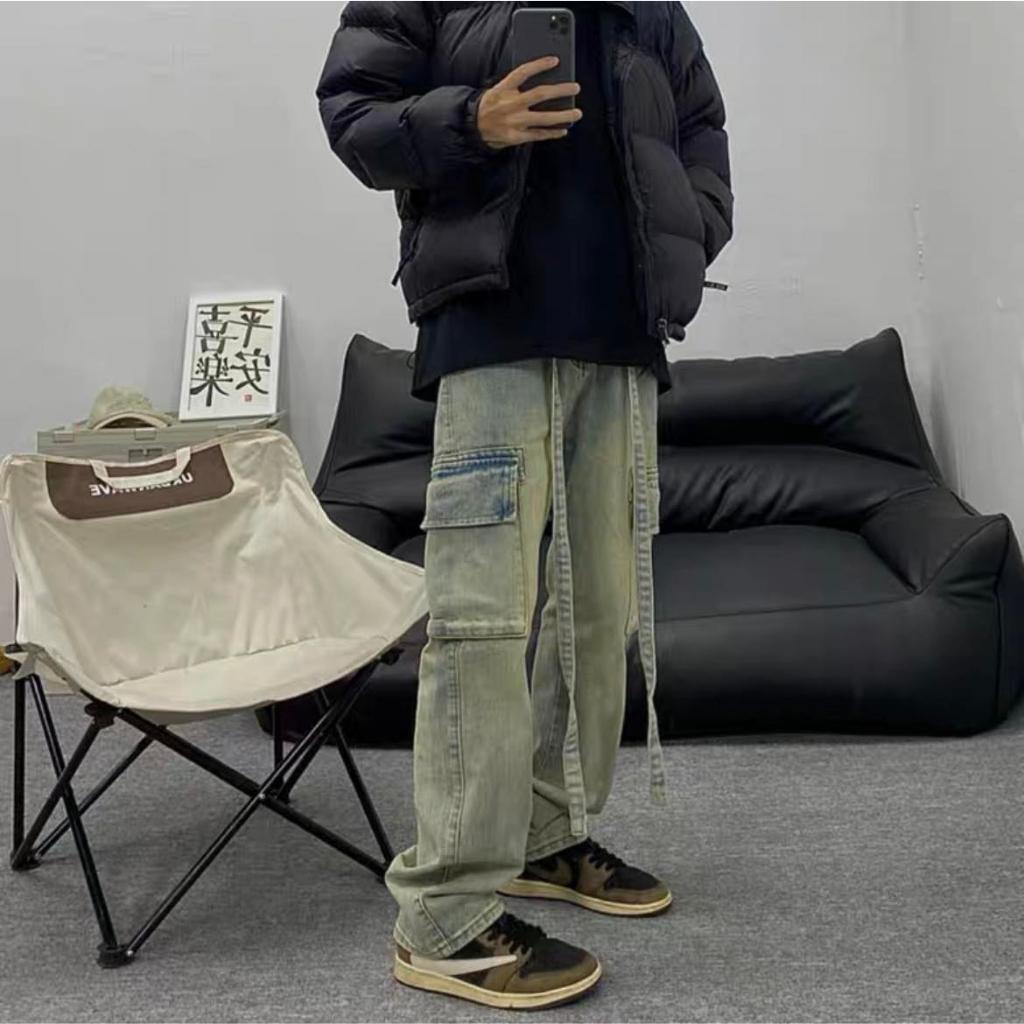 Quần jean cargo pant ống rộng unisex , cargo pants cạp thấp nam nữ , quần túi hộp phong cách y2k - gin store
