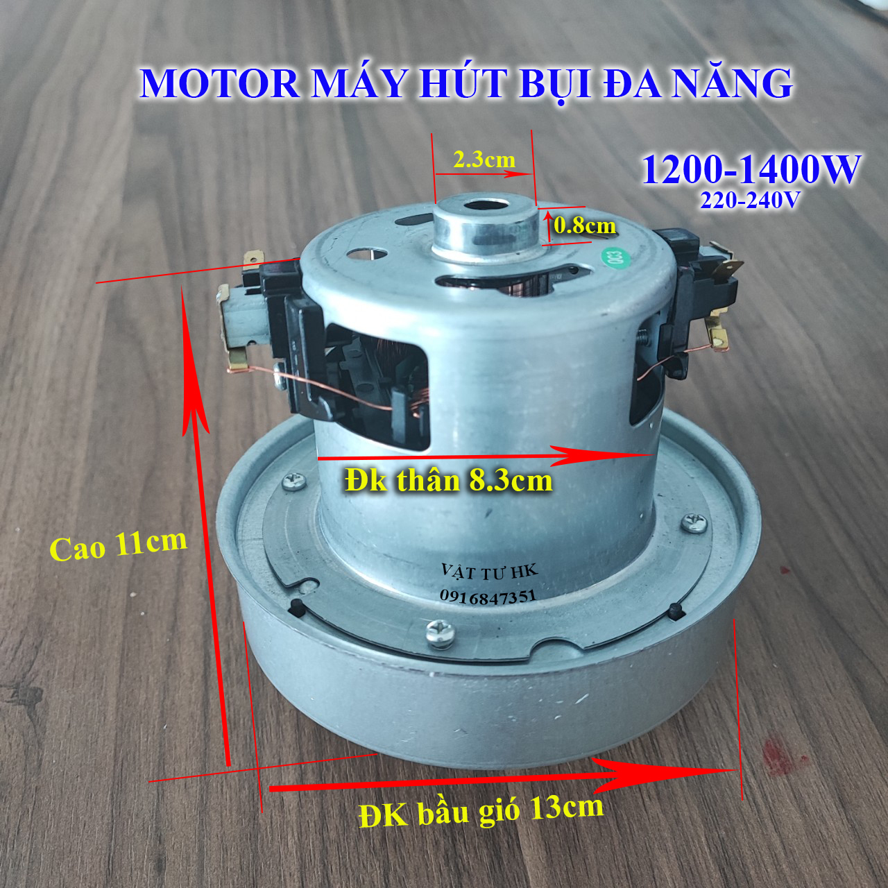 Motor động cơ máy hút bụi đa năng công suất 1200w - 1400w 220V bầu gió 13cm - cỡ Trung moto chế hút bụi Mô tơ