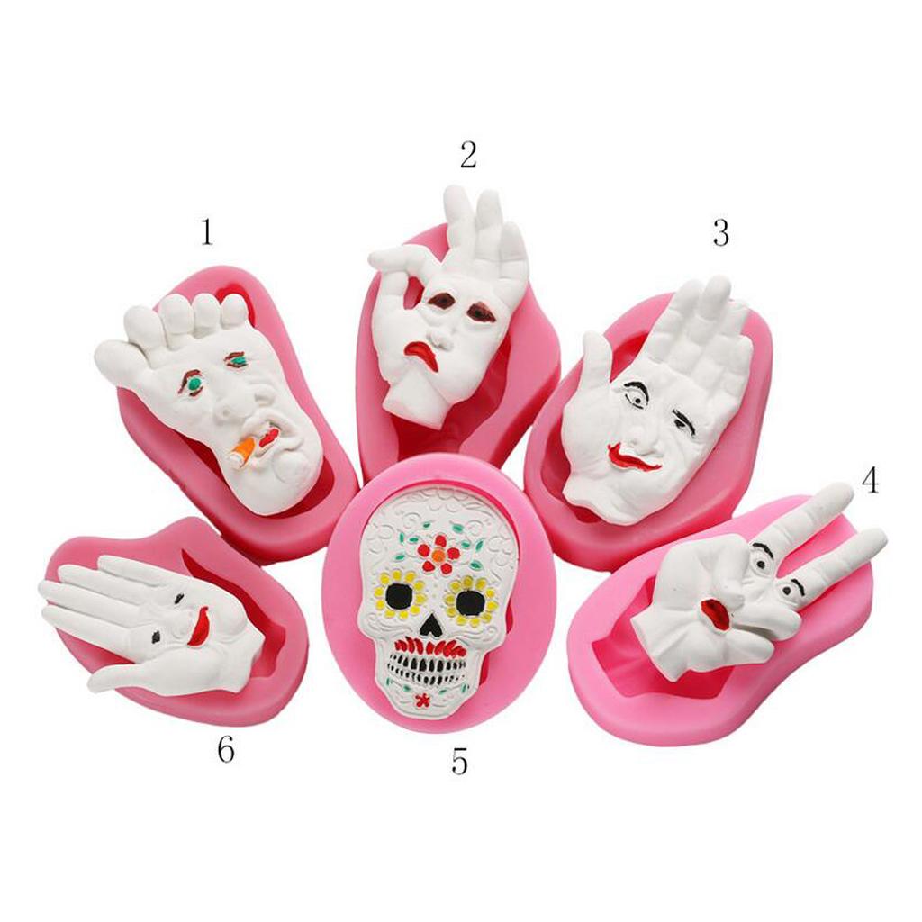 Halloween Party Decoration Fondant Cake Mould Palm Skull Chocolate Mold Tool