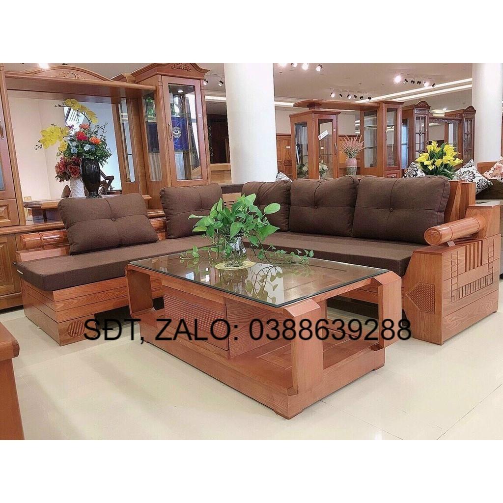 Bộ bàn ghế sofa phòng khách kiểu góc gỗ xoan đào giá thật